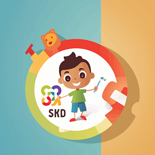 logo for a "SDGs kids" company featuring a check mark, simple, vector
