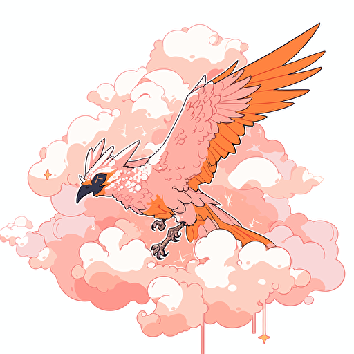 thunderbird emerging from a cloud vector art orange and pink