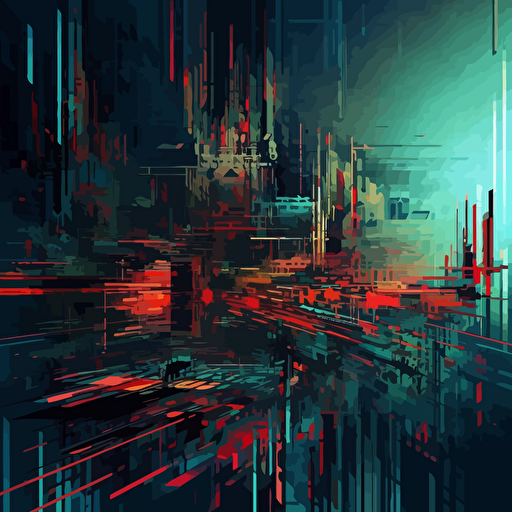 Abstract digital glitch procedural composition ::3 C + + vector art glitch code ::2