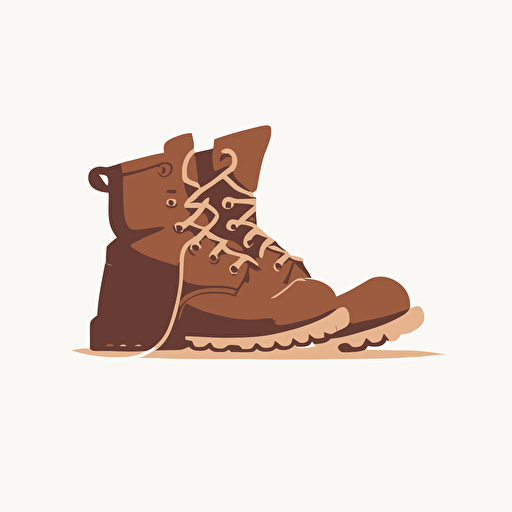 flat minimalist vector illustration of old brown leather boots on a white background