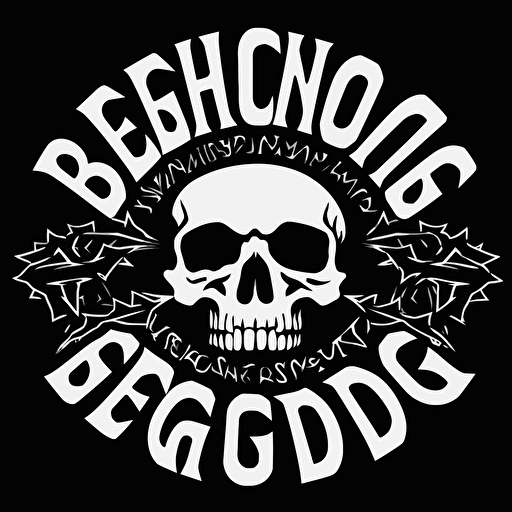 grindcore music text font, saying ‘Hellbound Since 666’, vector, white on black, 2d