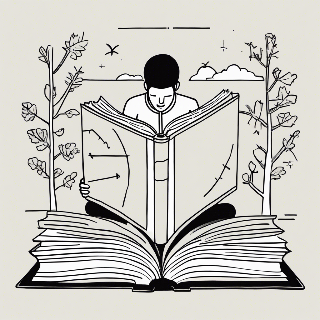 a person with a gigantic book, illustration in the style of Matt Blease, illustration, flat, simple, vector