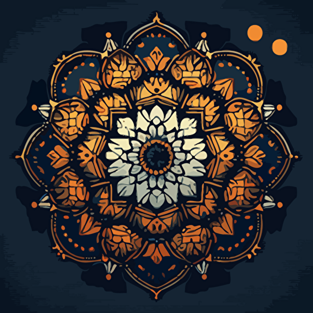 make a simple pixel art mandala, vector, line, one color