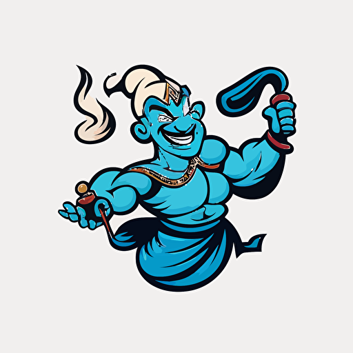 a mascot logo of a genie, simple, vector