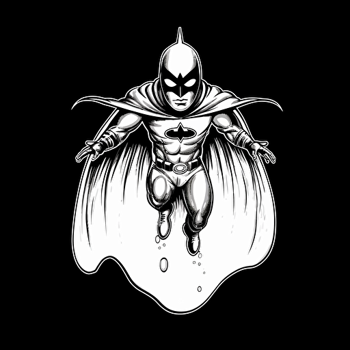 a water drop superhero, vector draw, balck and white, outline