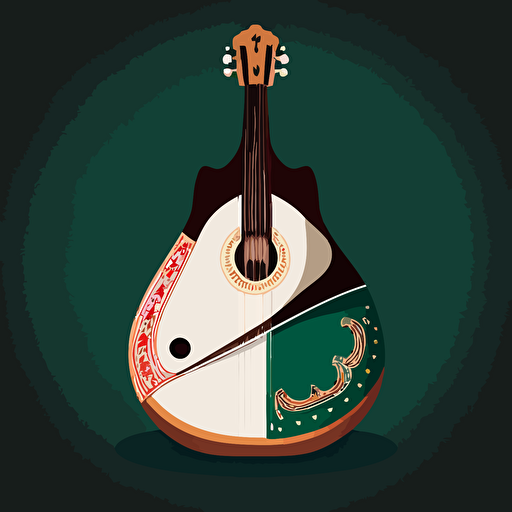 two-colored elegant flat vector of a portuguese fado guitar