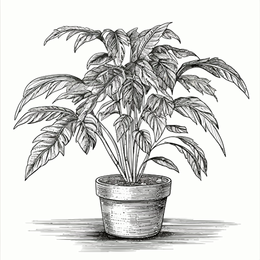 a technical line drawing of a pot plant
