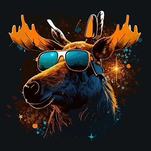 space moose wearing sunglasses vector logo