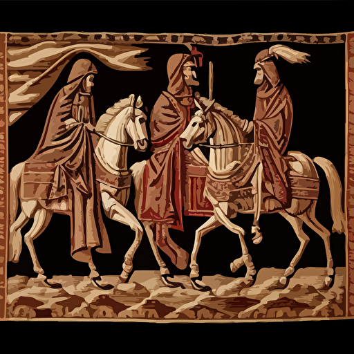 a medieval tapestry depicting the three magi vector image