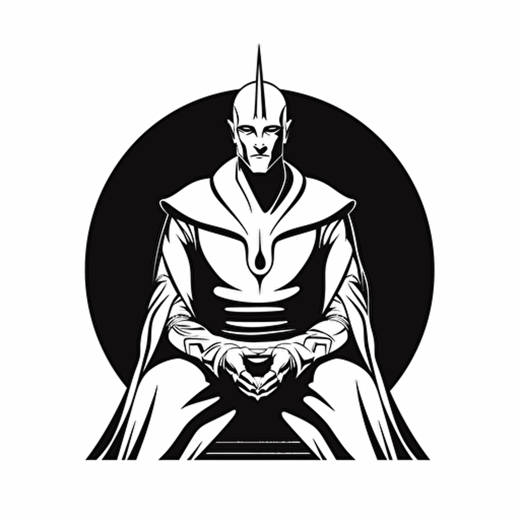 Watchmen Ozymandias illustration, minimal, outline strokes only, black and white, logo, vector, minimallistic, white background