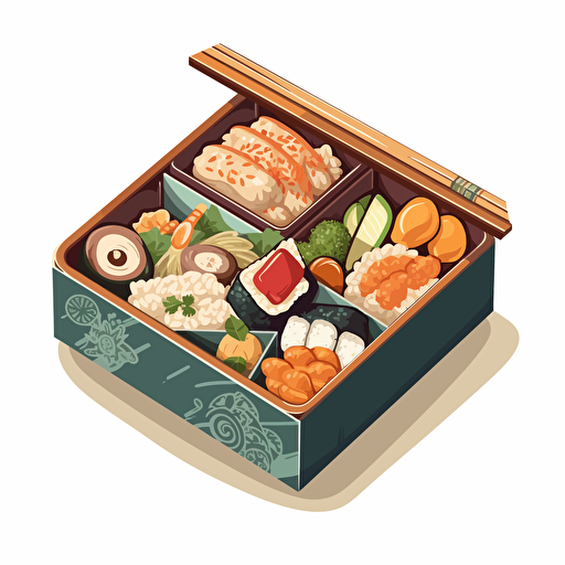 bento box, vector art, white background