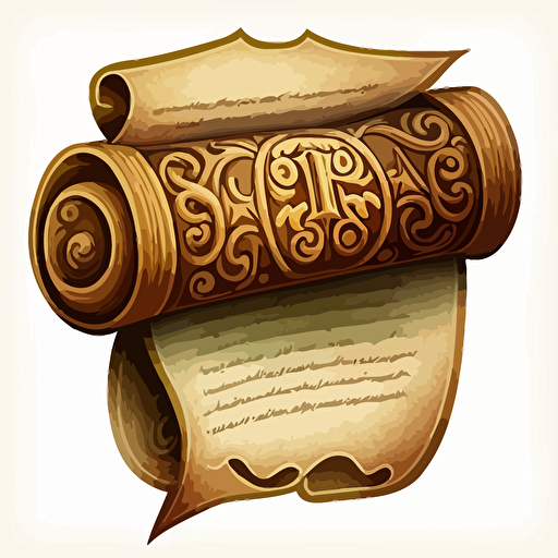 vector logo of a monastic scroll filled with writing, white background