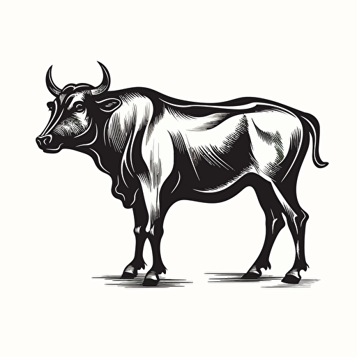 Sardo bull, side view, simple vector, black and white color, illustrator
