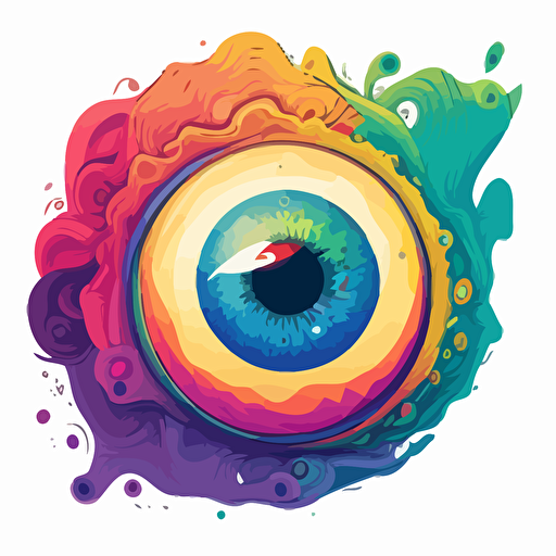 giant eyeball in space composed of color swirls by moebius, comic book style, 2d vector art, flat colors