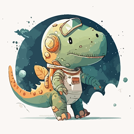 cute astronaut dinosaur, children illustration, nursery poster, digital painting, vector