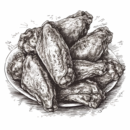 vector illustration of chicken wings, hand drawn, detailed