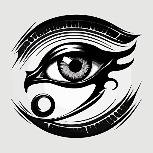 anime eye of horus, vector art, black white, logo, transparent background