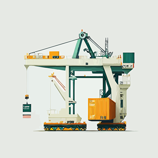 small portal crane, white background, vector, minimalism, sea container, minimalism
