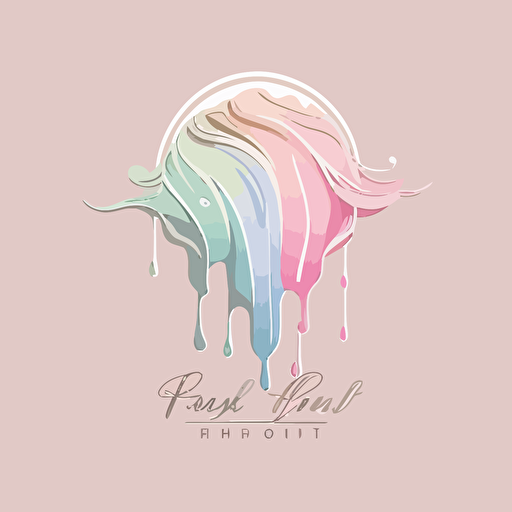 Hair stylist logo, vector, simple with pastel colors drip style with name of logo HairInk
