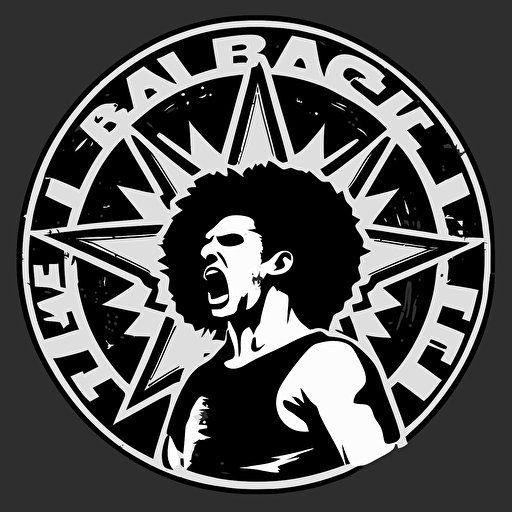 a logo, vector style, black and white, based on the band Rage Against the Machine