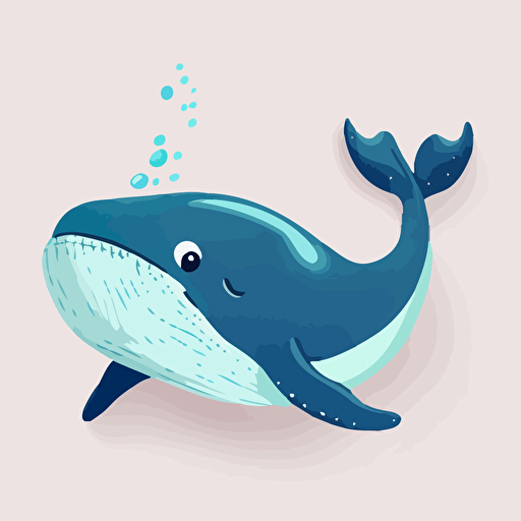 cute whale vector,comic style, white background