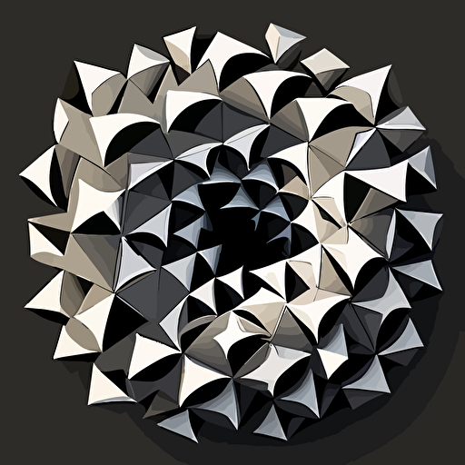 flat vector art of black and white geometric shapes arranged in a kelidascope formation