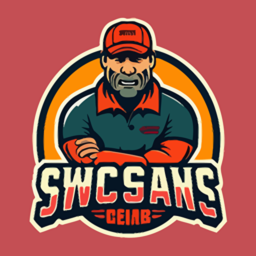 a sports mascot logo of a winning Coach, simple, vector