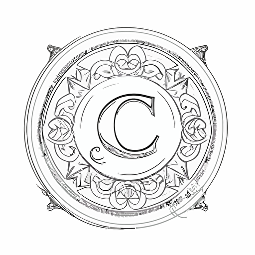 a simple sketch of a crypto currency called "CC" on white background, logo, vector