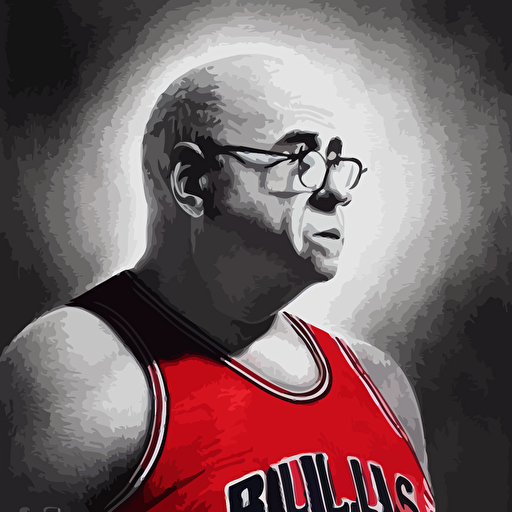 hyperrealistic mixed media high resolution painting danny devito slam dunk chicago bulls stunning 3d render inspired art istván sándorfi greg rutkowski unreal engine perfect facial symmetry dim volumetric lighting 8k octane beautifully detailed render body shot post processing extremely hyper detailed intricate epic composition highly detailed attributes highly detailed atmosphere cinematic lighting masterpiece trending artstation detailed masterpiece stunning flawless completion lifelike texture perfection