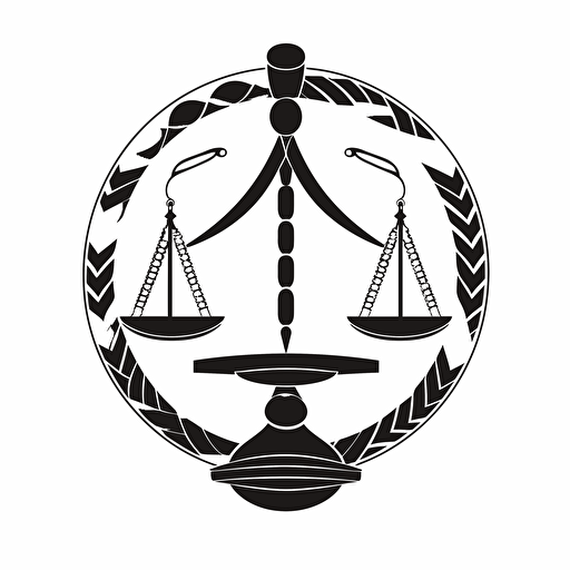 a logo for a forensics lab, scales, dna strand, 2d, vectorial, white background, black and white,