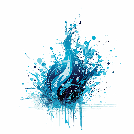 water magic effect, digital art, vector, sticker, white background