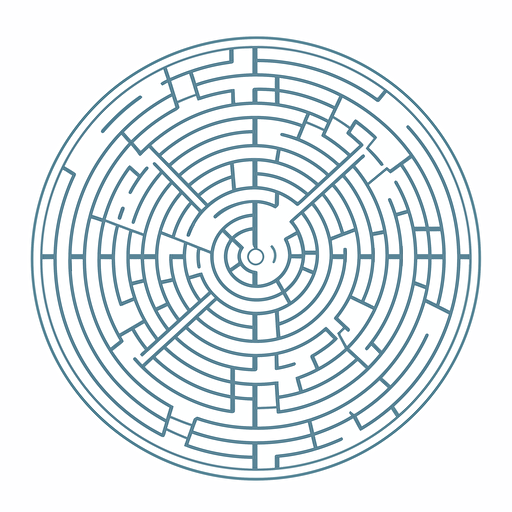 minimalistic vector flat illustration of a circular maze, white background