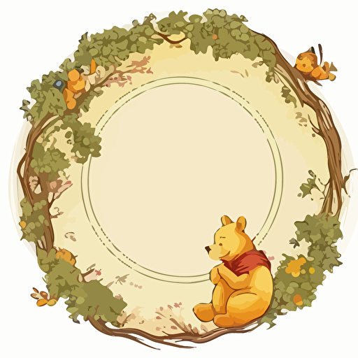 Winnie the Pooh, round frame vector,