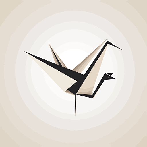 vector logo made simple shapes and line in paper crane named Paper Build,whtie and black color,