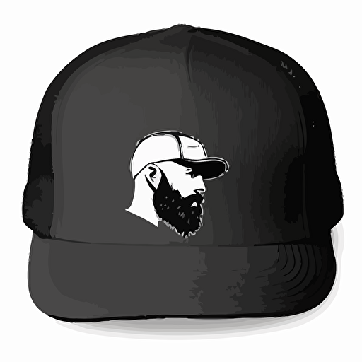 vector, man, trucker cap, beard, bald