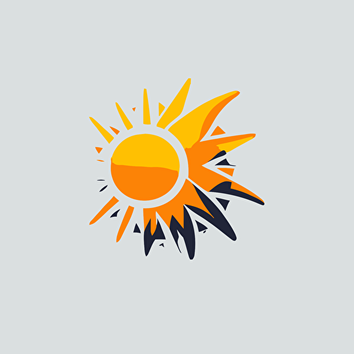 logo about sun mixed with technology, simple vector white background logo shape.
