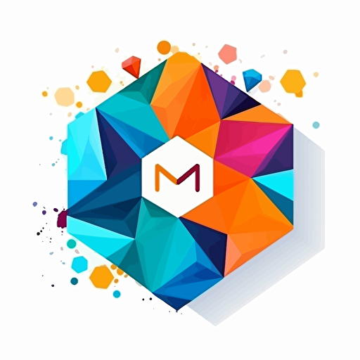 company vector logo for an advertisement online platform made of of polygons, monocrhomatic