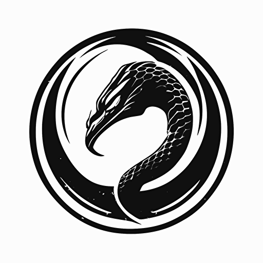 simple, modern iconic logo of circle snake black vector, on white background