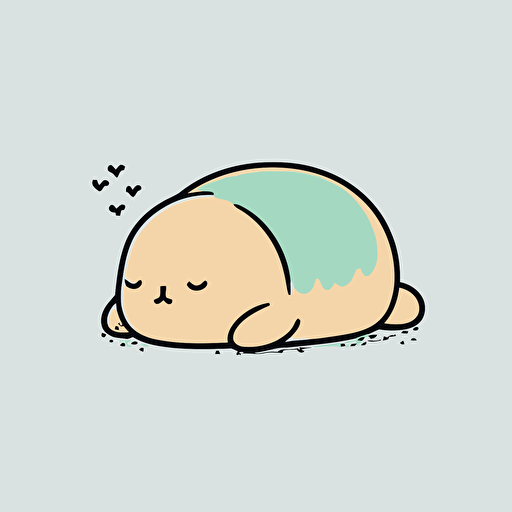 cute sleepy bunny laying down kawaii style, vector, simple, high-quality