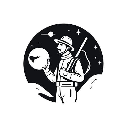 minimalist flat vector black and white illustration of planet hero ecologist