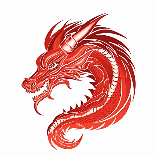 Red dragon. White background. Vector illustration