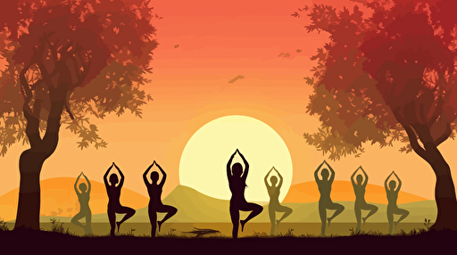 vector art Yoga as a group in city parks stock image popular no text prompt trend. pinterest contest winner