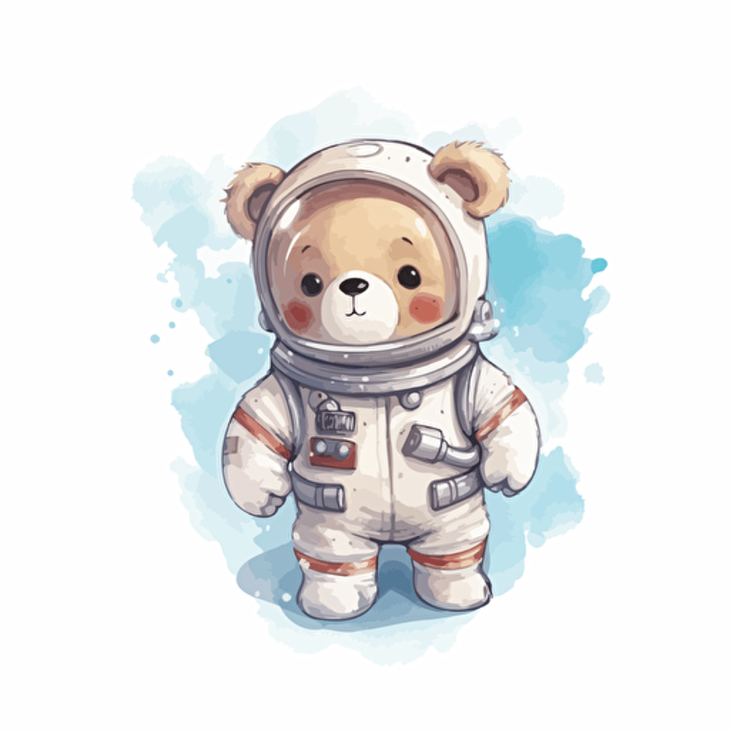 cute teddy like astronaut, vector, pastel color, white background