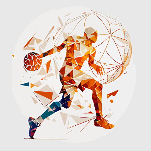 passing the ball, basketball, geometric, vector, white background