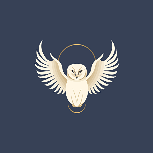 abstract vector minimal logo for design company, white barn owl style
