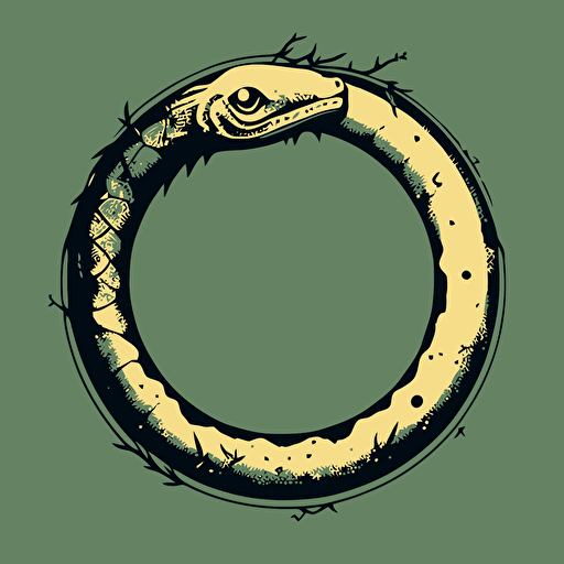 very simple vector art of a ouroboros, simple cute snakes