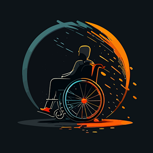 a modern futuristic minimal vector logo design from a wheelchair user