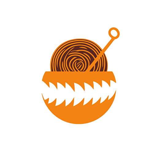 Logo for knitting company, orange color, vector style, logo style, white background, No text, png