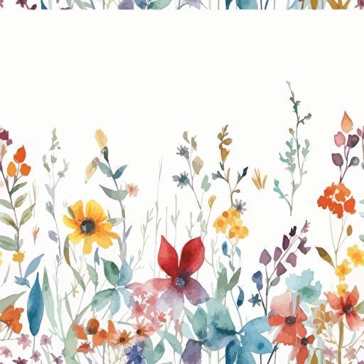watercolor flower border, minimalism white background vector