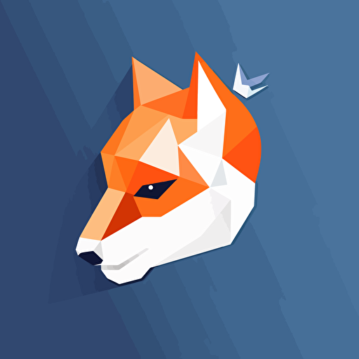 flat vector logo for a software house, minimalistic head af a fox in low polygon style